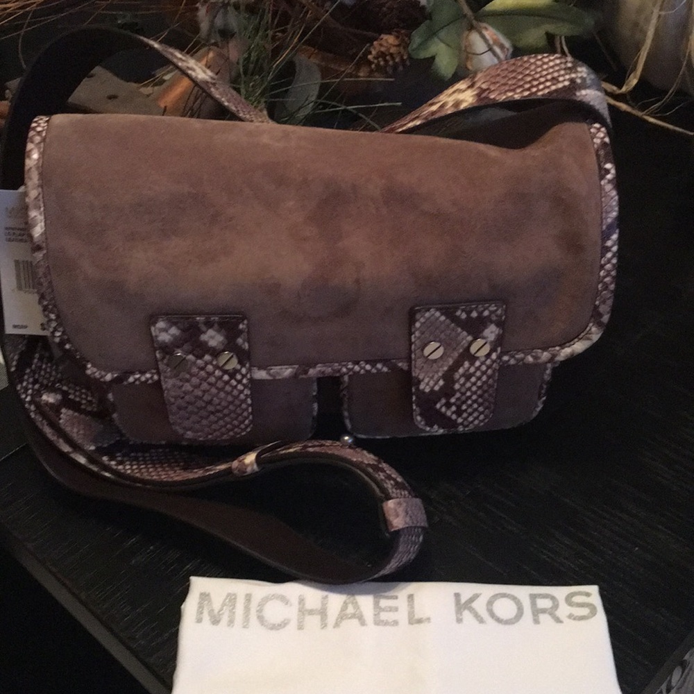 NWT. MICHAEL Michael Kors. Dark Dune Leather Suede